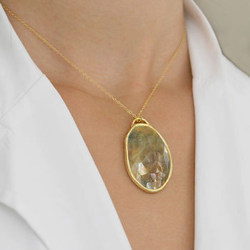 Golden Sapphire Birthstone Gold Plated Necklace, 2 of 3
