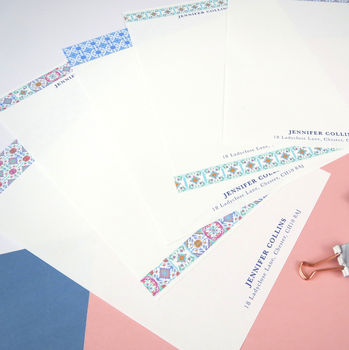 Personalised Moroccan Tiles Writing Paper, 2 of 12