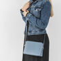 Denim Blue Structured Italian Leather Crossbody Handbag, thumbnail 5 of 11