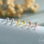 Tiny Cross Screw Back Earrings In Sterling Silver, thumbnail 1 of 12