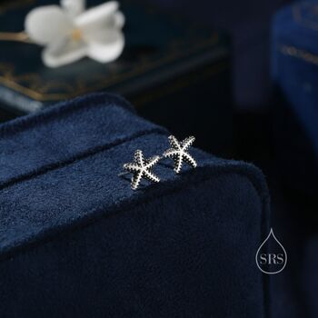 Oxidise Sterling Silver Star Fish Stud Earrings, 8 of 12