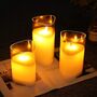 Set Of Three Glass Triangle Flameless Battery Candles, thumbnail 4 of 5