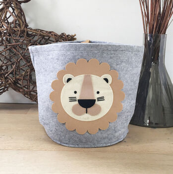 Animal Face Grey Fabric Storage Basket 35cm, 2 of 8