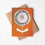 Orange And Grey Retro Floral Card, thumbnail 1 of 3