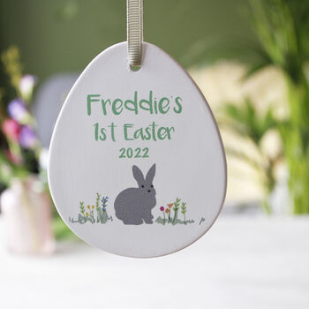First Easter Rabbit Ceramic Hanging Decoration, 7 of 9