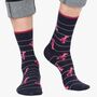 Men's Bamboo Socks Navy Pink Stripe Lobsters, thumbnail 1 of 6
