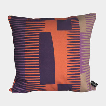 Square Combed Stripe Cushion Aubergine / Terracotta, 3 of 4