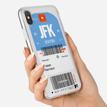 Personalised New York Ticket Design Clear Phone Case, 5 of 5