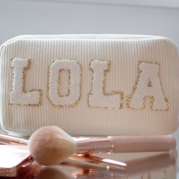 Personalised Cosmetic Make Up Bags With Glitter Letters, 3 of 12