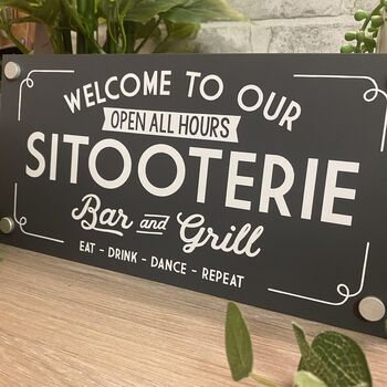 Welcome To Our Sitooterie Outdoor Garden Sign, 4 of 12