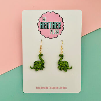 Dinosaur Glitter Earrings, 5 of 6