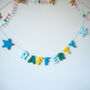 Personalised Handmade Blue And Yellow Name And Star Garland, thumbnail 3 of 4