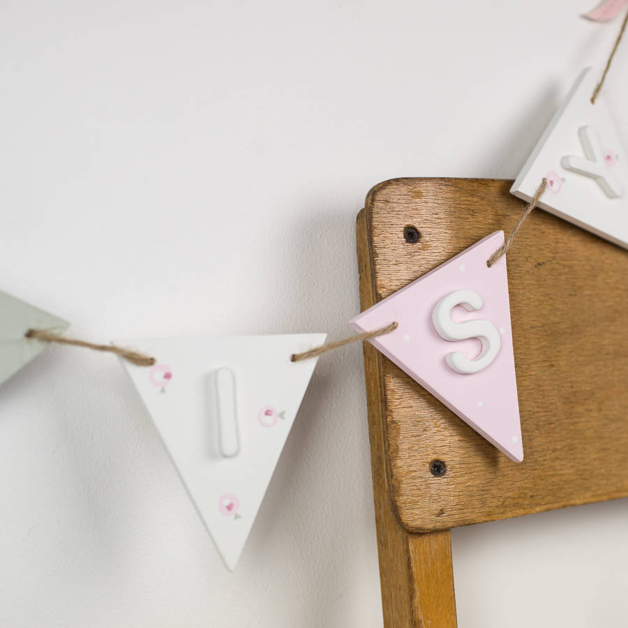 Personalised handmade wooden bunting garland any colour price per Flag name 