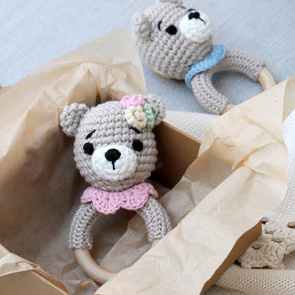 Personalised Baby Keepsake Box With Teddy Rattle By Attic