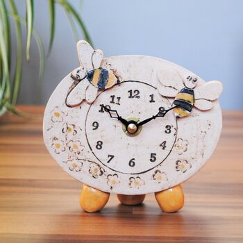 Small Mantel Clock With Bee And Meadow, 6 of 11