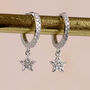 Sterling Silver And Diamante Star Huggie Earrings, thumbnail 5 of 7