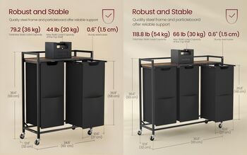 Rolling Laundry Hamper Cart With Shelves, 2 of 7