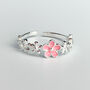 Sterling Silver Pink Flower Adjustable Ring, thumbnail 1 of 6