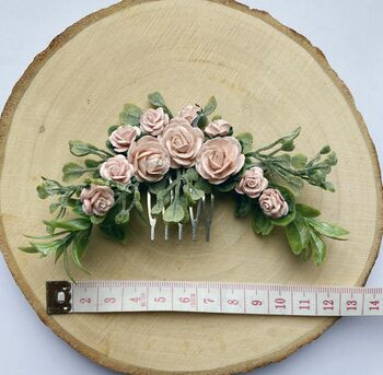 Blush Pink Flower Hair Comb, 6 of 6
