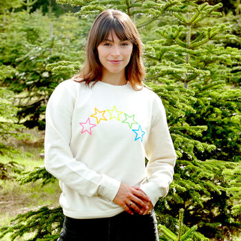Neon Rainbow Stars Christmas Sweatshirt Jumper, 4 of 7
