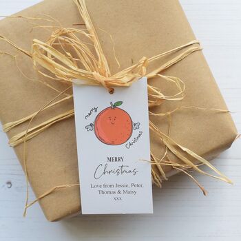 10 Personalised Christmas Satsuma Christmas Gift Tags, 3 of 4