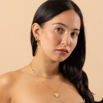 Sun Charm Huggie Hoops In Gold Colour Finish With Removable Charms, 5 of 9