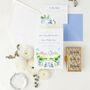 Dusty Blue Wedding Invitations With Venue Painting, thumbnail 3 of 4