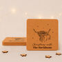 Set Of Six Highland Cow Personalised Cork Coasters, thumbnail 2 of 3