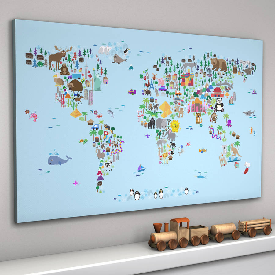 Animal World Map Print By artPause 