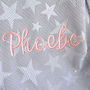 Personalised Grey Star Blanket With Pom Poms, thumbnail 2 of 8