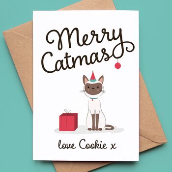 Personalised Cat Portrait Christmas Card, 2 of 5