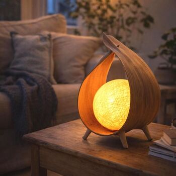 Coconut Leaf Table Lamp Handmade Boho Natural, 10 of 11