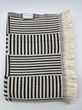 Hestia Modern, Striped Cotton Blanket Dark Olive Green, 2 of 12