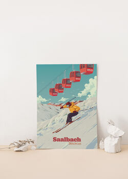 Saalbach Skicircus Austria Travel Poster Art Print, 2 of 8