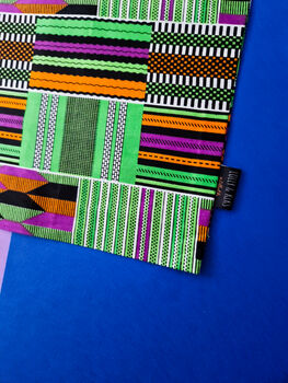 African Print Tote Bag | Green Kente Kofi Print, 2 of 6