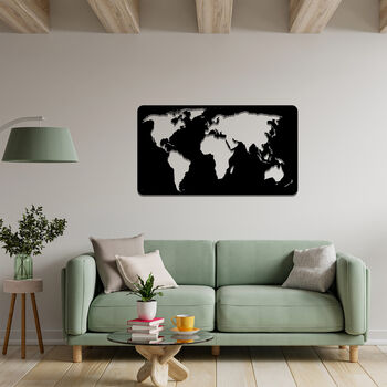 Metal World Map Wall Decor With Continents Design, 3 of 11