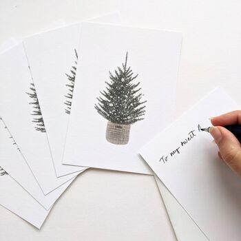 'Simple Christmas Tree' Pack Of Six Flat Notecards, 5 of 5