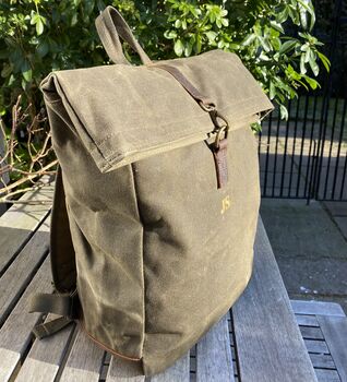 Personalised Waxed Canvas Backpack, 5 of 8