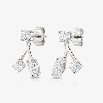 Moissanite Ear Jacket Stud Earrings In 18k Gold Or Silver, 8 of 8