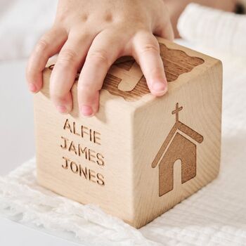 Personalised Scalloped Christening Keepsake Block, 2 of 7