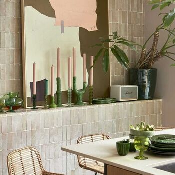 H Kliving The Emeralds Glass Candle Holder Lime, 3 of 4