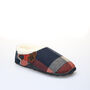 Todd Navy And Orange Check Mens Slippers Indoor/Garden Shoes, thumbnail 3 of 10