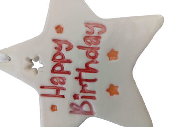 Ceramic Star Hanging Decoration – 'Happy Birthday' Gift, 2 of 8