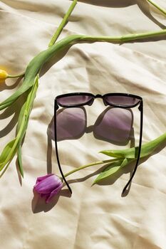 Black Thin Frame Butterfly Cat Eye Sunglasses, 3 of 7