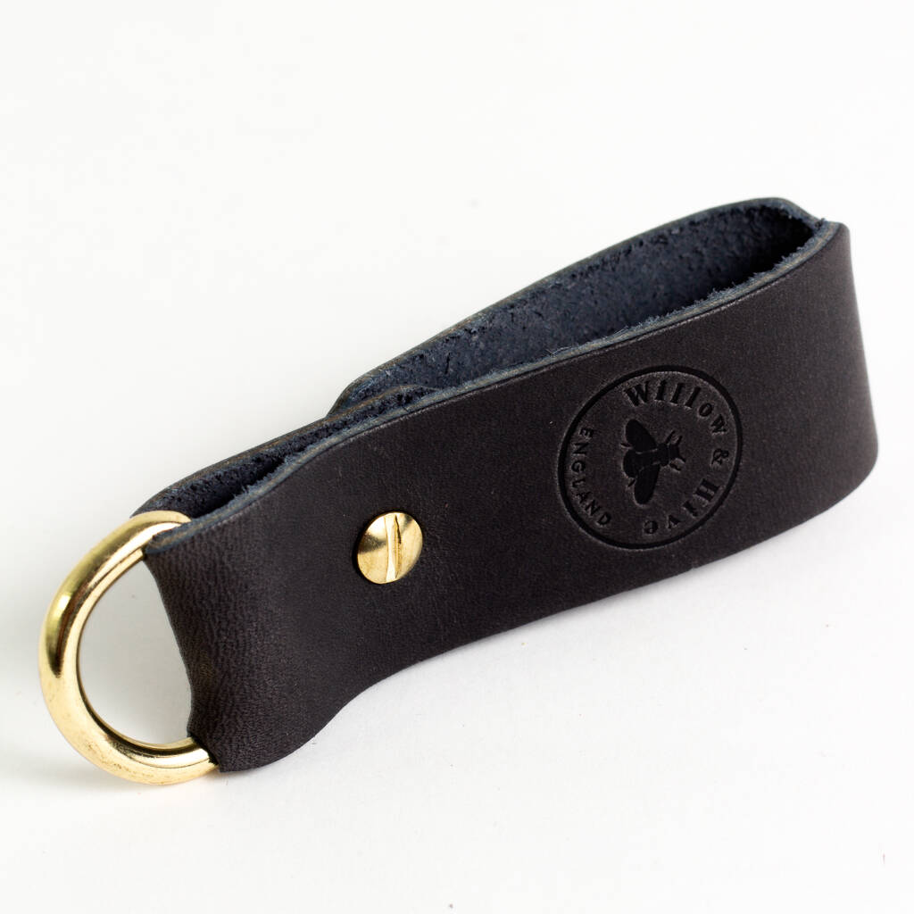 Personalised Leather Strap Keyring By Willow & Hive