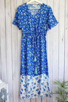 Liana Dress In Blue Poppy Print, 6 of 6