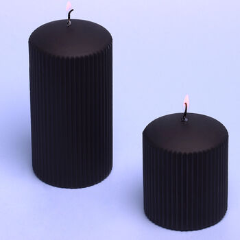 G Decor Ribbed Jade Black Gothic Vintage Pillar Candle, 4 of 4