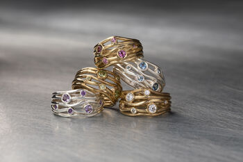 Silver Or Gold Gemstone Ripple Ring, 2 of 8