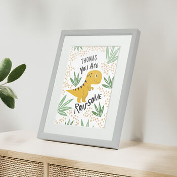 Personalised Dinosaur Children’s Nursery Framed Print, 7 of 10