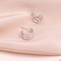 Sterling Silver Three Line Earrings Studs, thumbnail 1 of 6